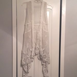 White lace boho vest